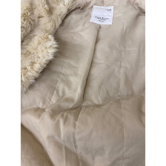 Zara Girls Faux Fur Coat Beige Size 13/14 - Picture 7 of 8